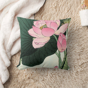 De Japanse Bloem van Lotus - het Vintage Fijne Kussen