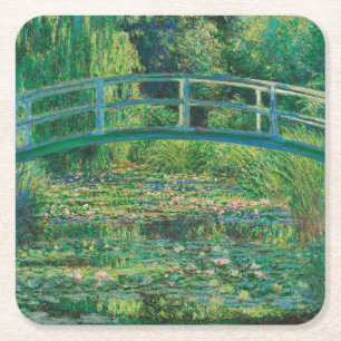De Japanse brug (water-Lily Pond), Monet Vierkante Kartonnen Onderzetter