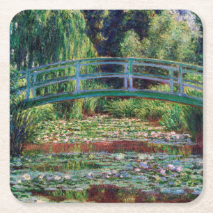 De Japanse brug (Water-Lily Pond), Monet Vierkante Kartonnen Onderzetter