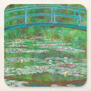De Japanse voetbalbrug van Claude Monet Vierkante Kartonnen Onderzetter