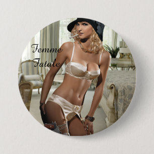 De jaren '20 van Fatale van Femme - het Roken en Ronde Button 7,6 Cm