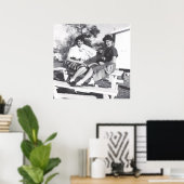 DE JAREN '50 MEISJES VORMEN DE DRUK VAN HET POSTER (Thuiskantoor)