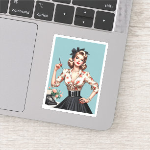 De jaren vijftig glamour vrouwen mode, jaren vijft sticker
