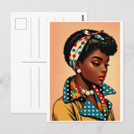 De jaren vijftig zwarte vrouwen mode, jaren vijfti briefkaart