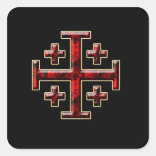 De Jerusalem Cross - Black Back Vierkante Sticker