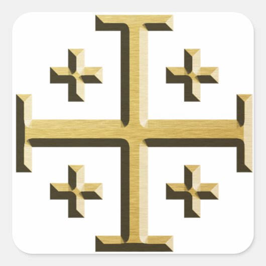 De Jerusalem Cross - Gouden Afgeschuinde Editie Vierkante Sticker (Voorkant)