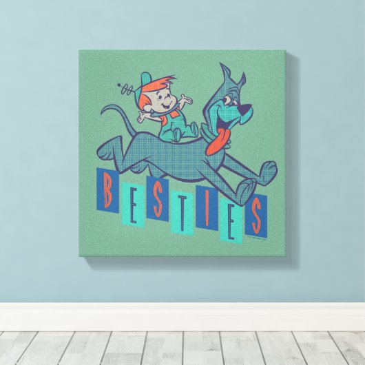 De Jetsons | Elroy & Astro Besties Canvas Afdruk (Insitu (Houten vloer))