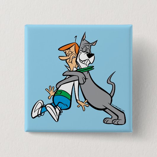 De Jetsons | George & Astro Hug Vierkante Button 5,1 Cm (Voorkant)