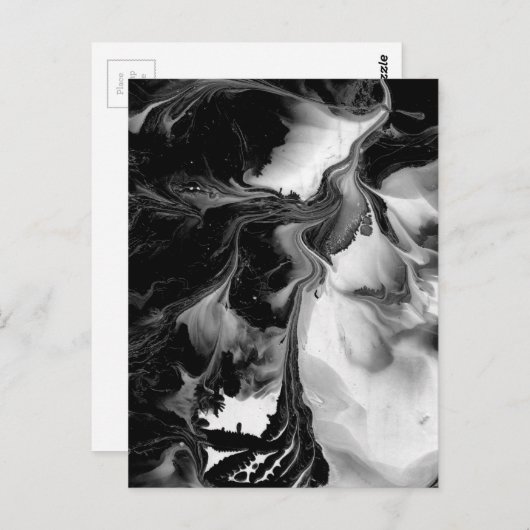 DE JIN EN DE YANG (zwart-wit abstracte kunst) ~. Briefkaart (Voorkant / Achterkant)