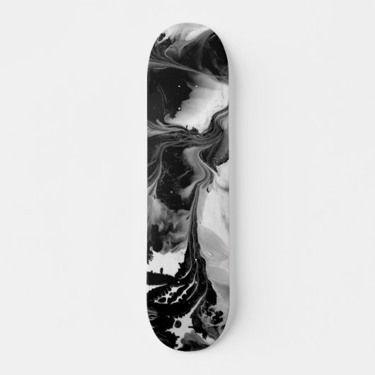 DE JIN EN DE YANG (zwart-wit abstracte kunst) ~. Skateboard (Voorkant)