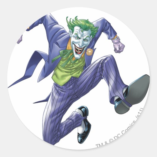 De joker springt ronde sticker (Voorkant)