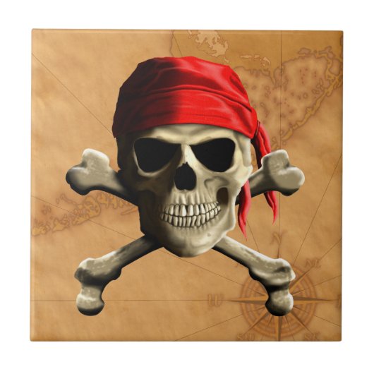 De Jolly Roger Pirate Map Tegeltje (Voorkant)