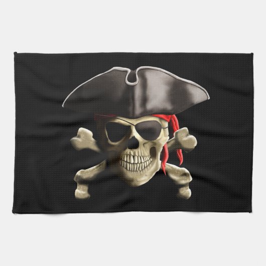 De Jolly Roger Pirate Skull Theedoek (Horizontaal)