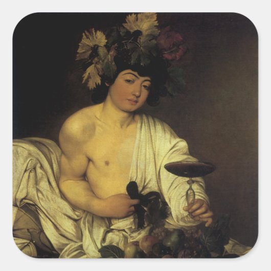 De jonge Bacchus Vierkante Sticker (Voorkant)