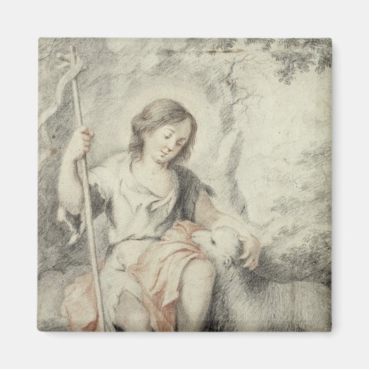 De jonge John met de Lamb in een landschap Magneet (Voorkant)