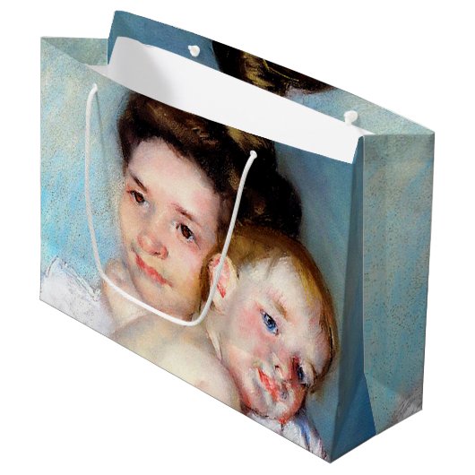 De jonge moeder, Cassatt Large Gift Bag Groot Cadeauzakje (Voorkant Gekanteld)