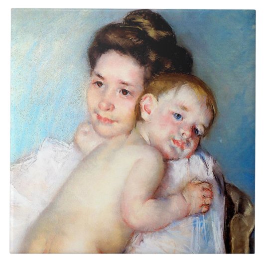 De jonge moeder, Cassatt Tegeltje (Voorkant)