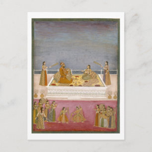 De jonge Mughal Emperor Muhammad Shah in een zee Briefkaart