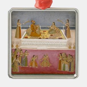 De jonge Mughal Emperor Muhammad Shah in een zee Metalen Ornament