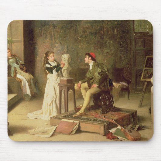 De jonge spaander (olie op doek) muismat (Voorkant)