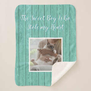 De jongen die mijn foto van het hartzakje heeft ge sherpa deken