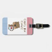 De jongen draagt Gek voor de Vakantie van de Cacao Bagagelabel (Voorkant horizontaal)