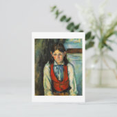 De jongen in het rode vest briefkaart (Staand voorkant)