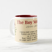 De jongen volgende mok van de deur (Voorkant links)