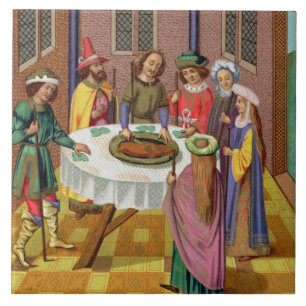 De joodse Passover, facsimile van een 15e-eeuwse m Tegeltje