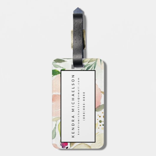 De Joy of White | Waterverf Floral Pattern Bagagelabel (Achterkant verticaal)