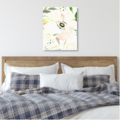 De Joy of White | Waterverf Floral Pattern Canvas Afdruk (Insitu (Slaapkamer))