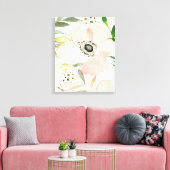 De Joy of White | Waterverf Floral Pattern Canvas Afdruk (Insitu (Woonkamer))