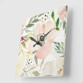 De Joy of White | Waterverf Floral Pattern Vierkante Klok (Hoek)