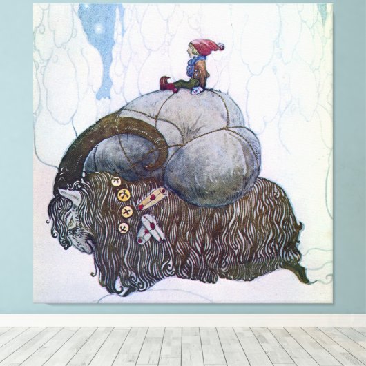 “De Julbock” Kerstgeit door John Bauer Canvas Afdruk (Insitu (Houten vloer))