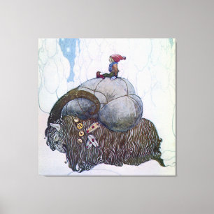 “De Julbock” Kerstgeit door John Bauer Canvas Afdruk