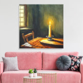 De kaars - gewikkeld canvas print (Insitu (Woonkamer))