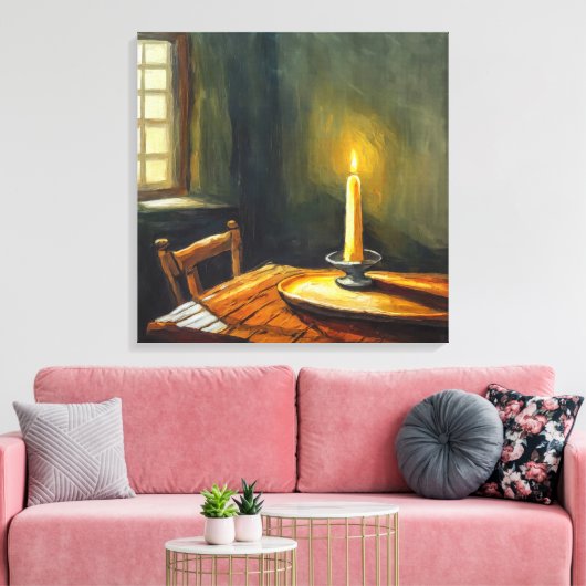 De kaars - gewikkeld canvas print (Insitu (Woonkamer))
