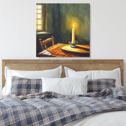De kaars - gewikkeld canvas print (Insitu (Slaapkamer))