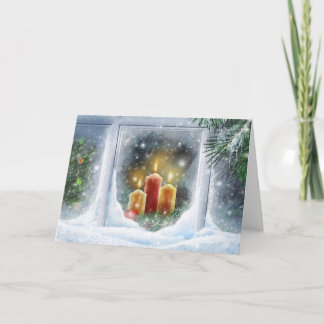 De Kaarsen van Kerstmis in het Venster Feestdagen Kaart