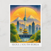 De Kaart Datum opslaan | Waterverf van Seoul en Zu (Voorkant)