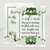 De Kaart Groene Witte Rozen van de felicitatie (Voorkant / Achterkant)