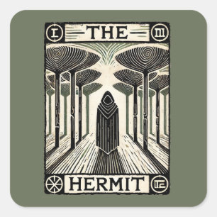 De Kaart Hermit Tarot Vierkante Sticker