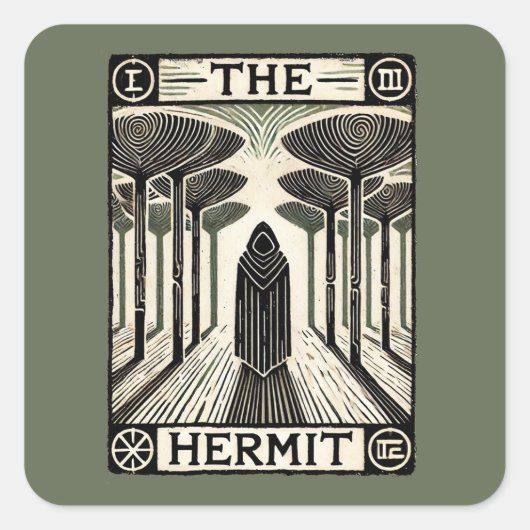 De Kaart Hermit Tarot Vierkante Sticker (Voorkant)