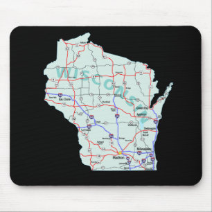 De Kaart Mousepad van Wisconsin Muismat