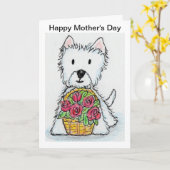 De kaart mum Nana van het Moederdag van Westie (Gele Bloem)