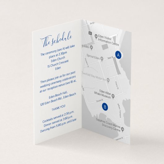 De kaart QR-code sapphire blue van de trouwgastend (Binnen)