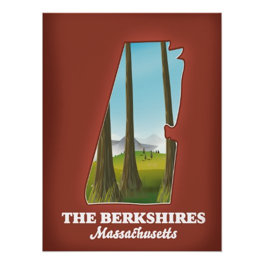 De kaart van Berkshires Massachusetts Perfect Poster (Voorkant)