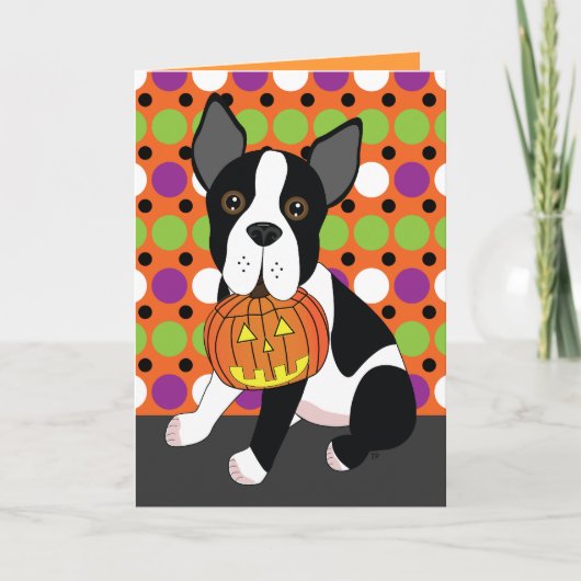 De Kaart van Boston Terrier Halloween (Voorkant)