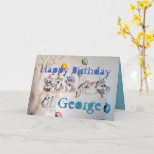 De Kaart van de Birthday Party van Koala Waterverf