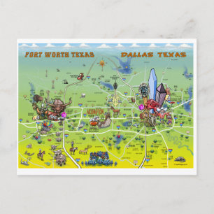 De Kaart van de Cartoon van Dallas Fort Worth